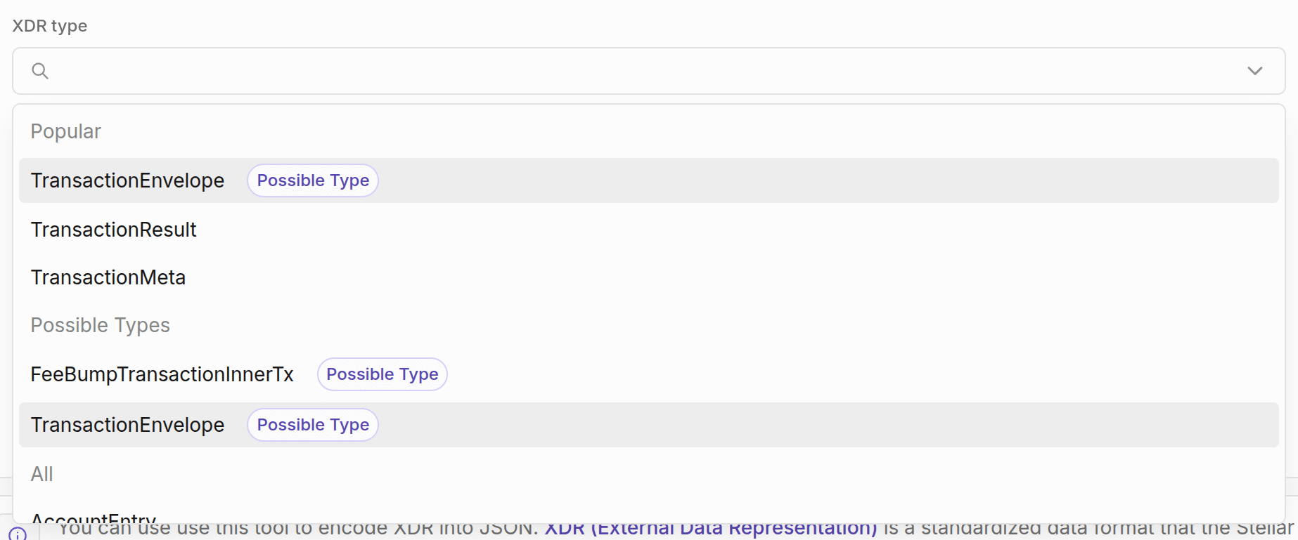 Lab: XDR type dropdown